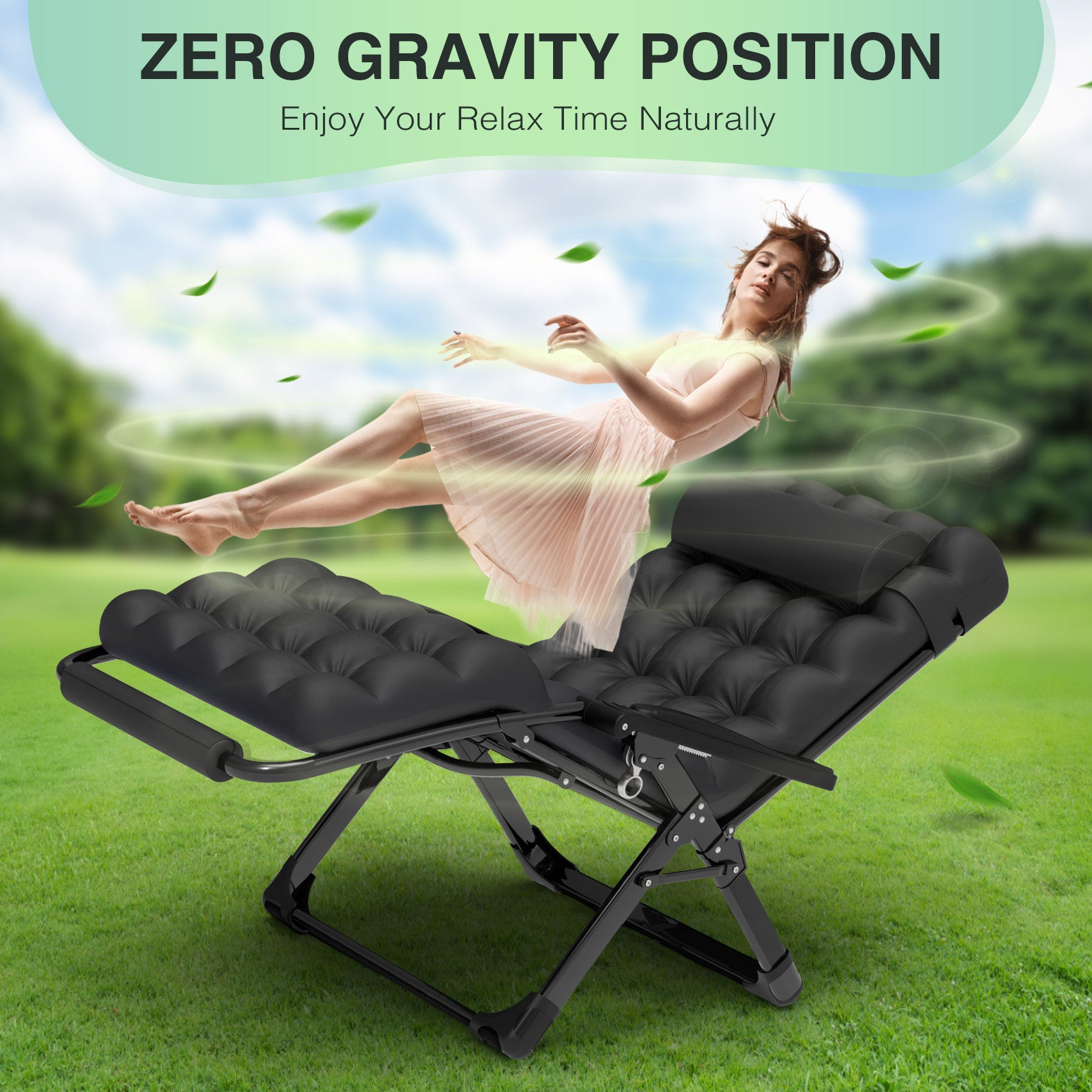 Suteck Oversized Zero Gravity Chair 33In XXL Black